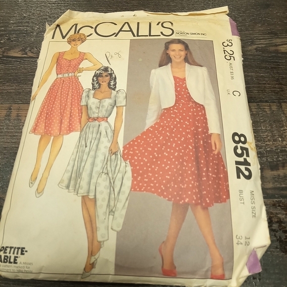 Vintage McCall's Sewing Pattern 8512 Women's Jacket & Dress Size 12 - Picture 1 of 2